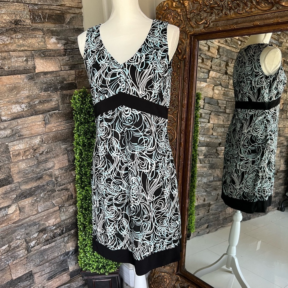 LOFT Black and White Patterned Mini Dress